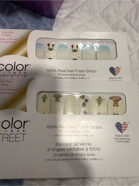 Color Street Nail Strips - Cream & Light Blue with Animal Accents